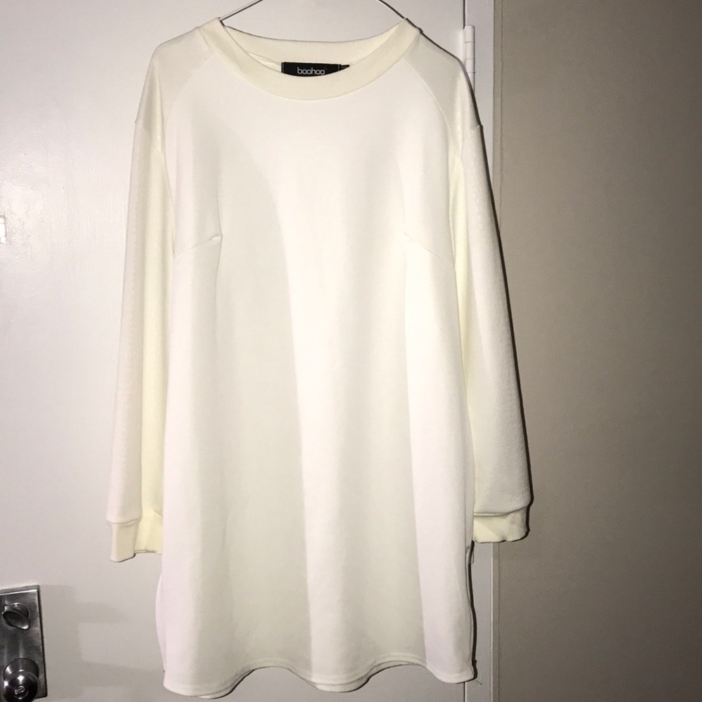 All White Long Sleeve Mini Dress